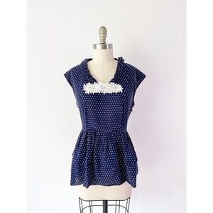 Polka Dot Daisy Blouse Anthropologie size 8